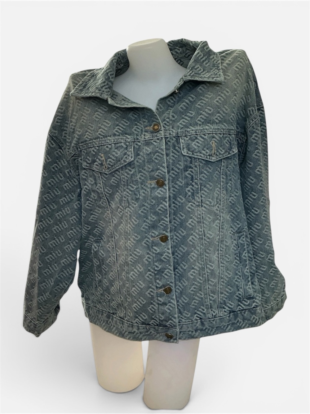 Denim Logo Miu Miu  Jacket - Blue